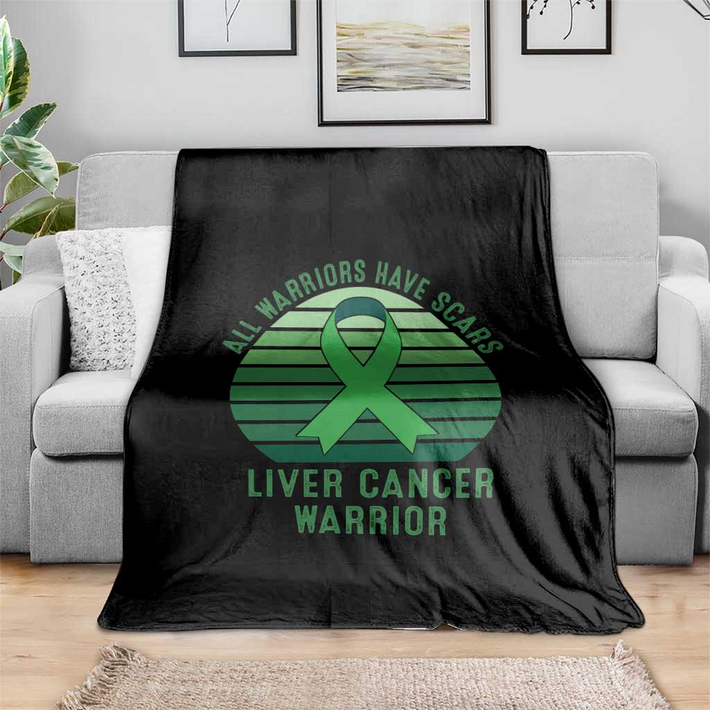 All Warriors Have Scars Liver Cancer Throw Blanket Green Ribbon Survivor Fighter Gift