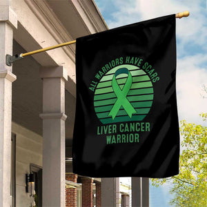 All Warriors Have Scars Liver Cancer Garden Flag Green Ribbon Survivor Fighter Gift