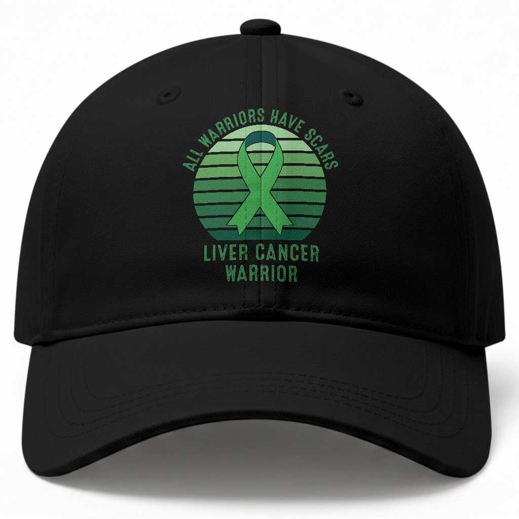 All Warriors Have Scars Liver Cancer Baseball Cap Green Ribbon Survivor Fighter Gift
