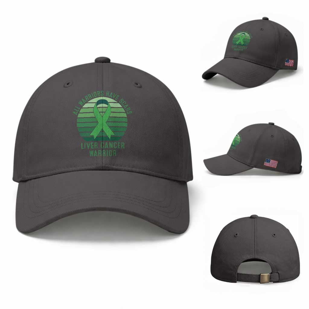 All Warriors Have Scars Liver Cancer Baseball Cap Green Ribbon Survivor Fighter Gift