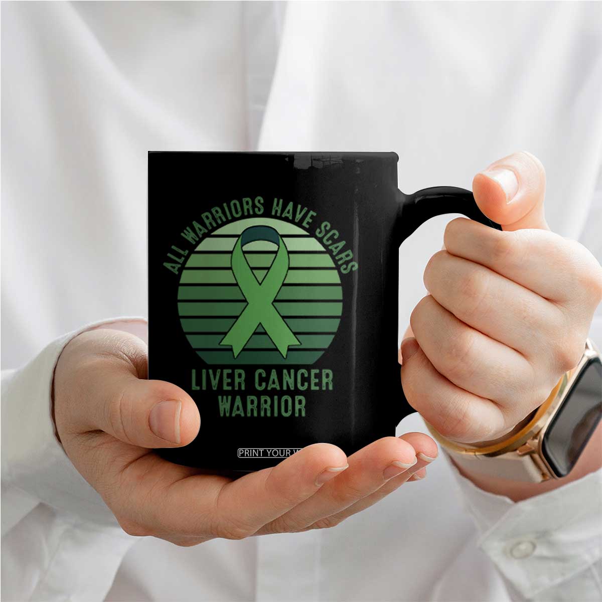 All Warriors Have Scars Liver Cancer Coffee Mug Green Ribbon Survivor Fighter Gift