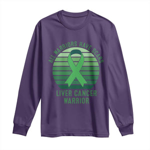 All Warriors Have Scars Liver Cancer Long Sleeve Shirt Green Ribbon Survivor Fighter Gift