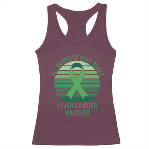 All Warriors Have Scars Liver Cancer Racerback Tank Top Green Ribbon Survivor Fighter Gift