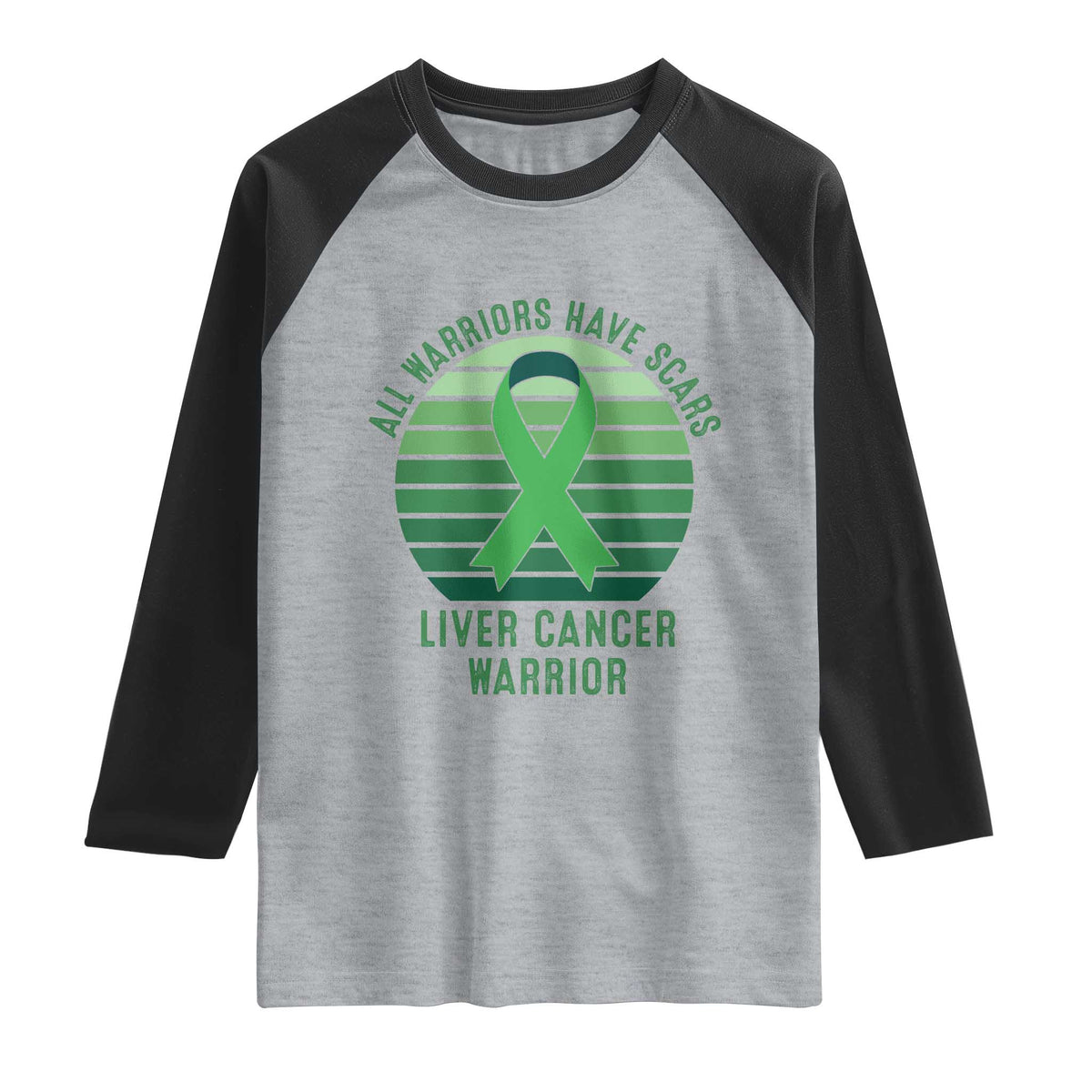 All Warriors Have Scars Liver Cancer Raglan Shirt Green Ribbon Survivor Fighter Gift