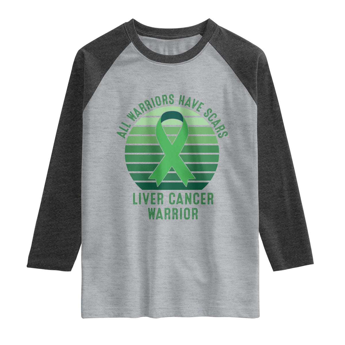 All Warriors Have Scars Liver Cancer Raglan Shirt Green Ribbon Survivor Fighter Gift
