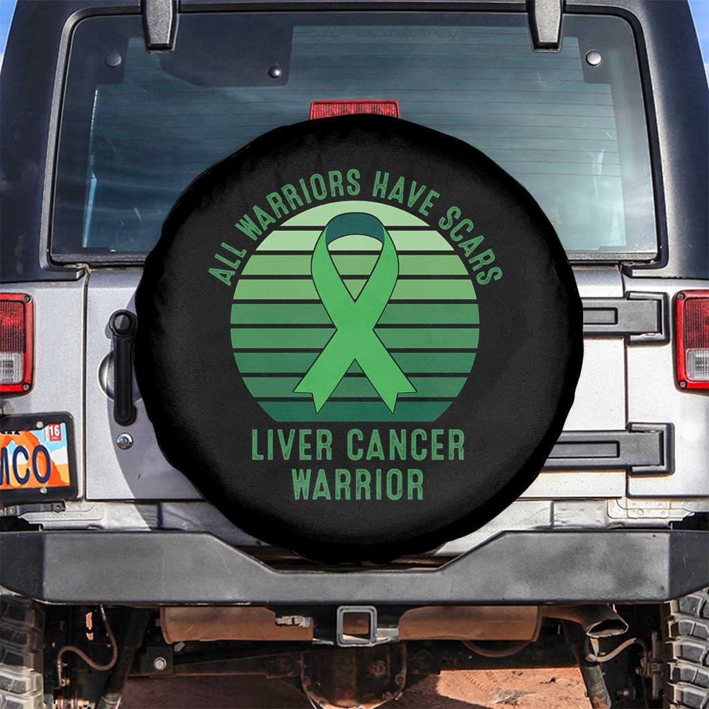 All Warriors Have Scars Liver Cancer Spare Tire Cover Green Ribbon Survivor Fighter Gift TS12 No hole Black Print Your Wear
