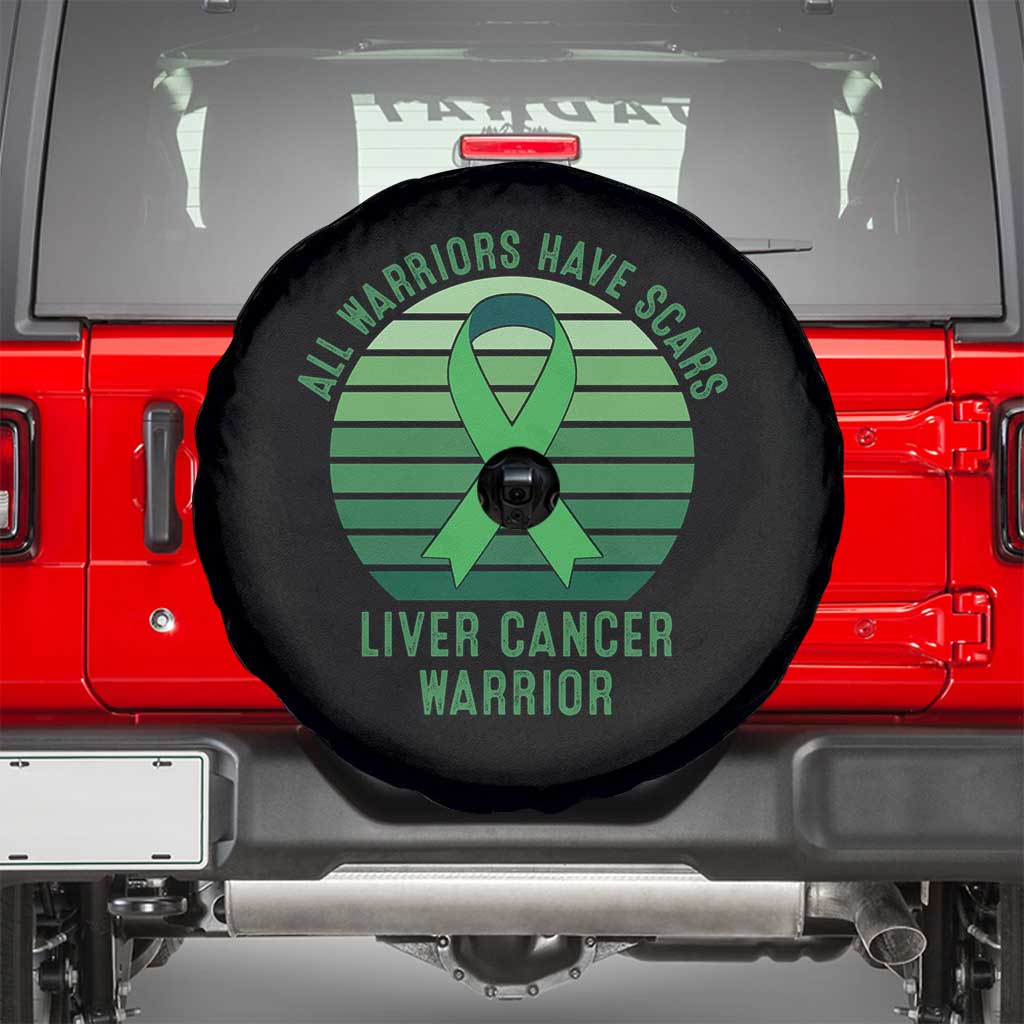 All Warriors Have Scars Liver Cancer Spare Tire Cover Green Ribbon Survivor Fighter Gift