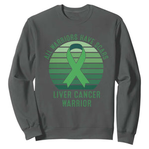 All Warriors Have Scars Liver Cancer Sweatshirt Green Ribbon Survivor Fighter Gift