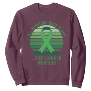 All Warriors Have Scars Liver Cancer Sweatshirt Green Ribbon Survivor Fighter Gift