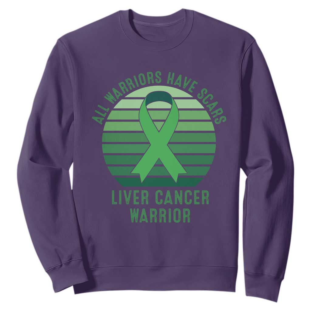 All Warriors Have Scars Liver Cancer Sweatshirt Green Ribbon Survivor Fighter Gift
