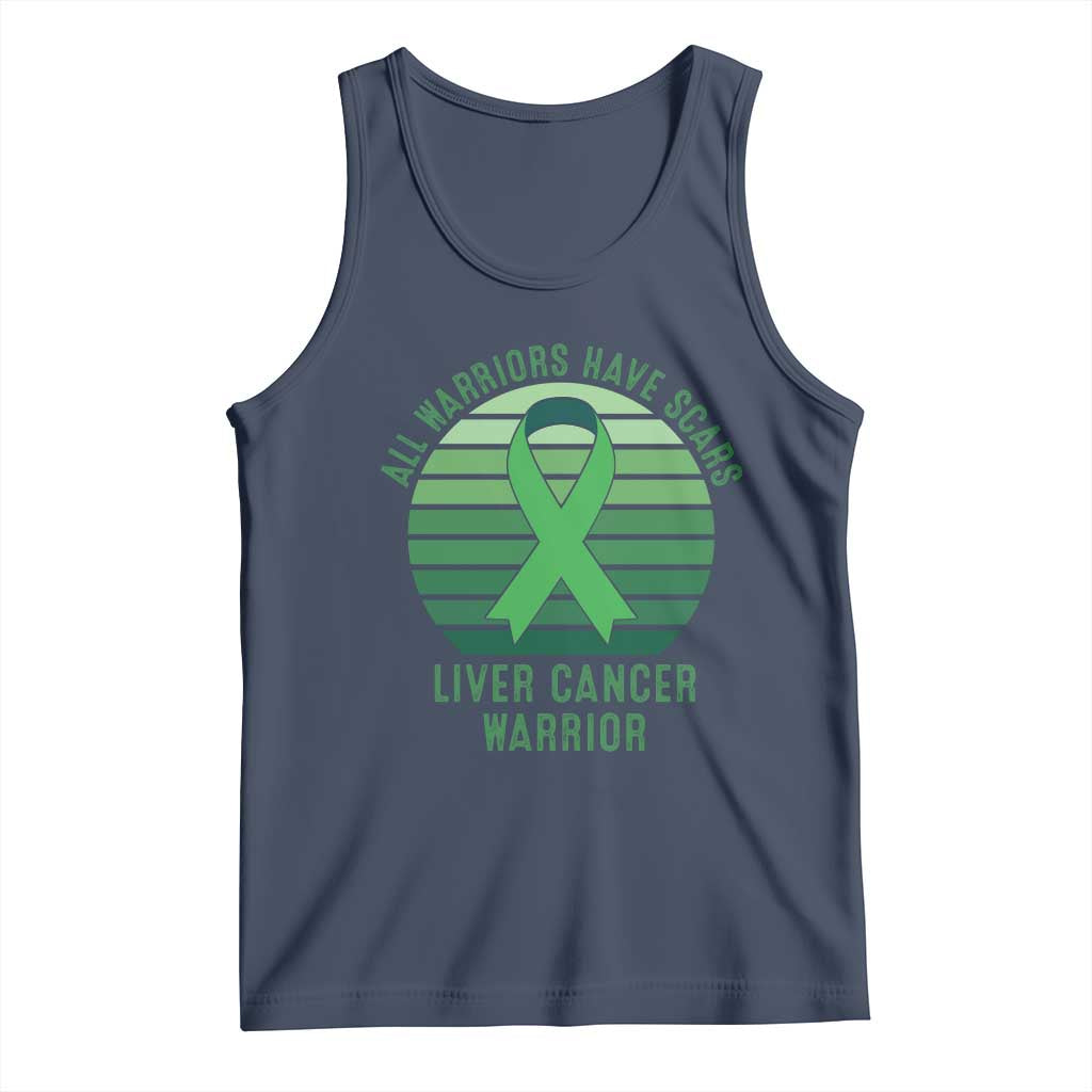 All Warriors Have Scars Liver Cancer Tank Top Green Ribbon Survivor Fighter Gift