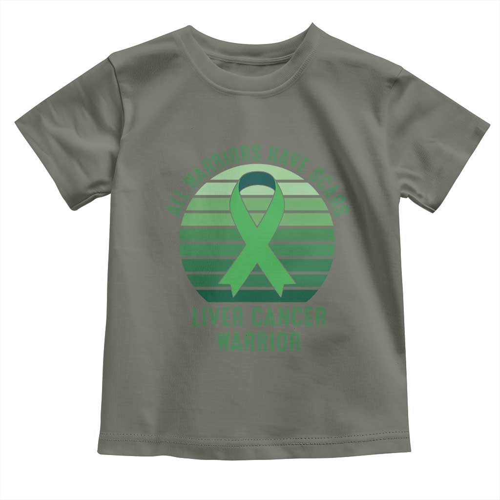 All Warriors Have Scars Liver Cancer Toddler T Shirt Green Ribbon Survivor Fighter Gift