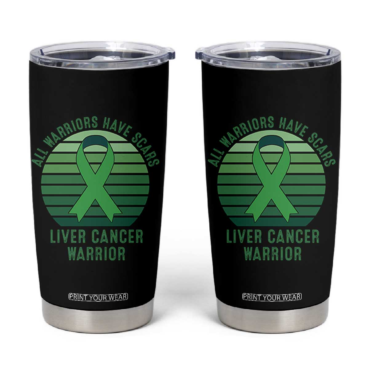 All Warriors Have Scars Liver Cancer Tumbler Cup Green Ribbon Survivor Fighter Gift