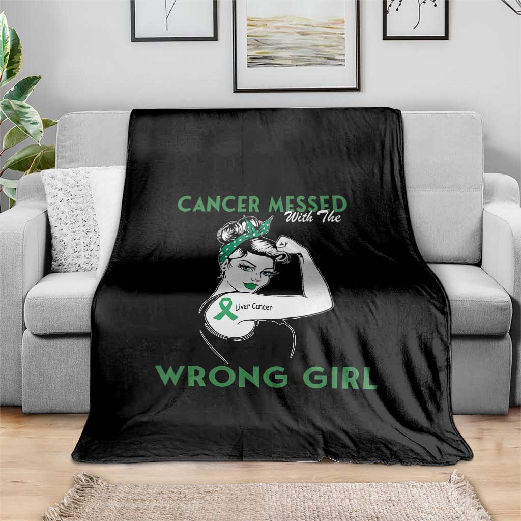 Liver Cancer Warrior Unbreakable Gift Throw Blanket Cancer Messed With The Wrong Girl