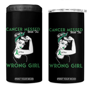 Liver Cancer Warrior Unbreakable Gift 4 in 1 Can Cooler Tumbler Cancer Messed With The Wrong Girl