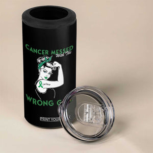 Liver Cancer Warrior Unbreakable Gift 4 in 1 Can Cooler Tumbler Cancer Messed With The Wrong Girl