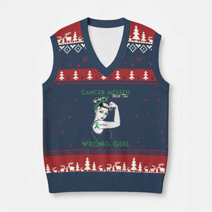 Liver Cancer Warrior Unbreakable Gift V-Neck Knit Sweater Vest Cancer Messed With The Wrong Girl