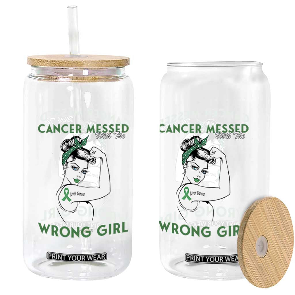Liver Cancer Warrior Unbreakable Gift Glass Can Cancer Messed With The Wrong Girl