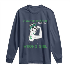 Liver Cancer Warrior Unbreakable Gift Long Sleeve Shirt Cancer Messed With The Wrong Girl
