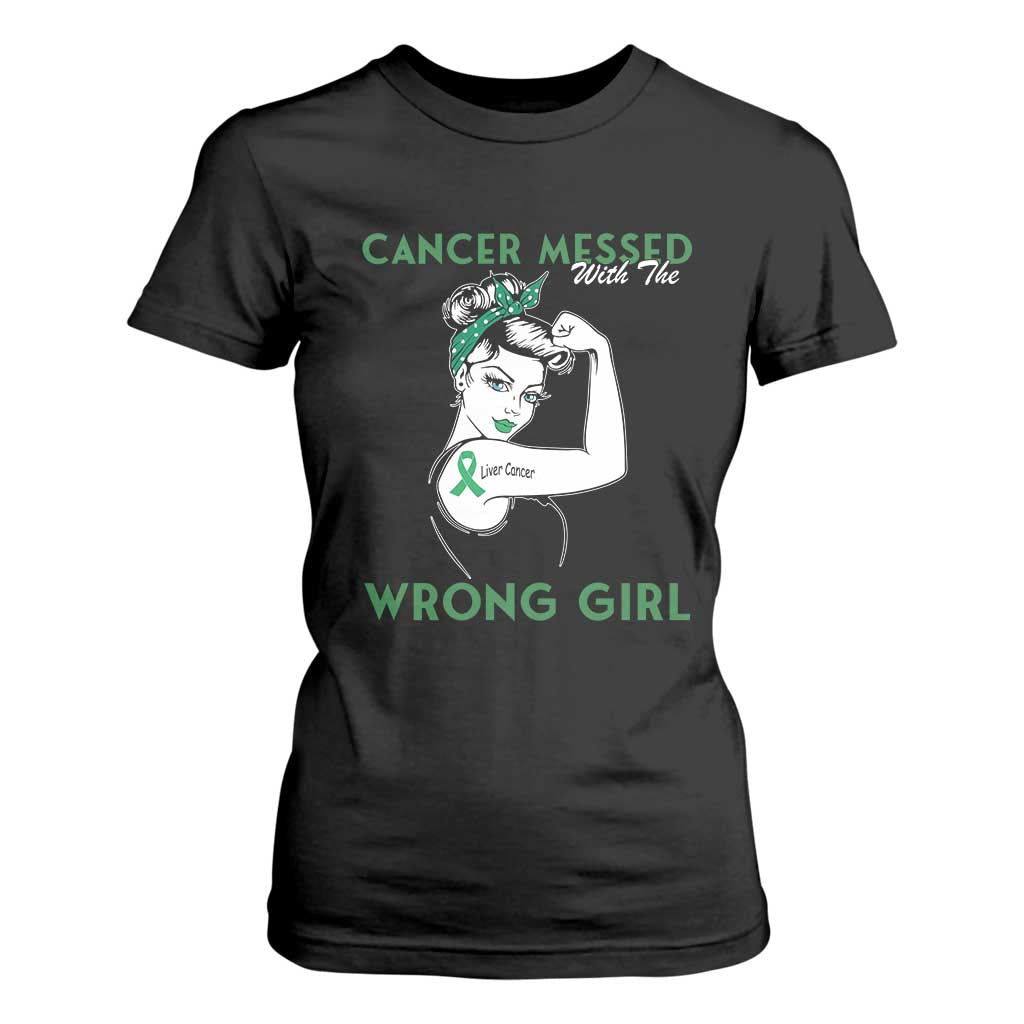 Liver Cancer Warrior Unbreakable Gift T Shirt For Women Cancer Messed With The Wrong Girl TS12 Black Print Your Wear