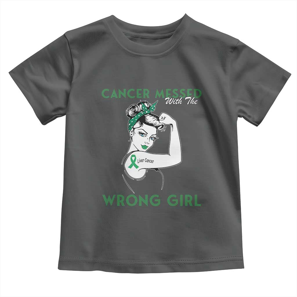 Liver Cancer Warrior Unbreakable Gift Toddler T Shirt Cancer Messed With The Wrong Girl