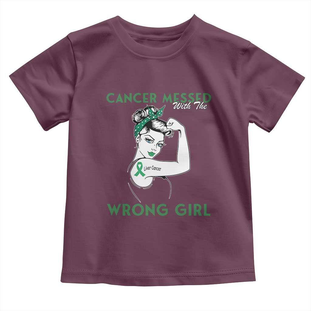 Liver Cancer Warrior Unbreakable Gift Toddler T Shirt Cancer Messed With The Wrong Girl