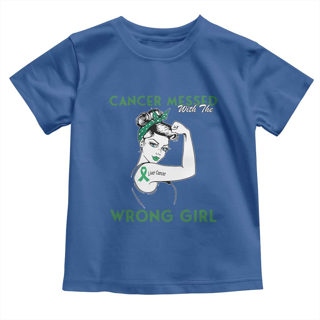 Liver Cancer Warrior Unbreakable Gift Toddler T Shirt Cancer Messed With The Wrong Girl