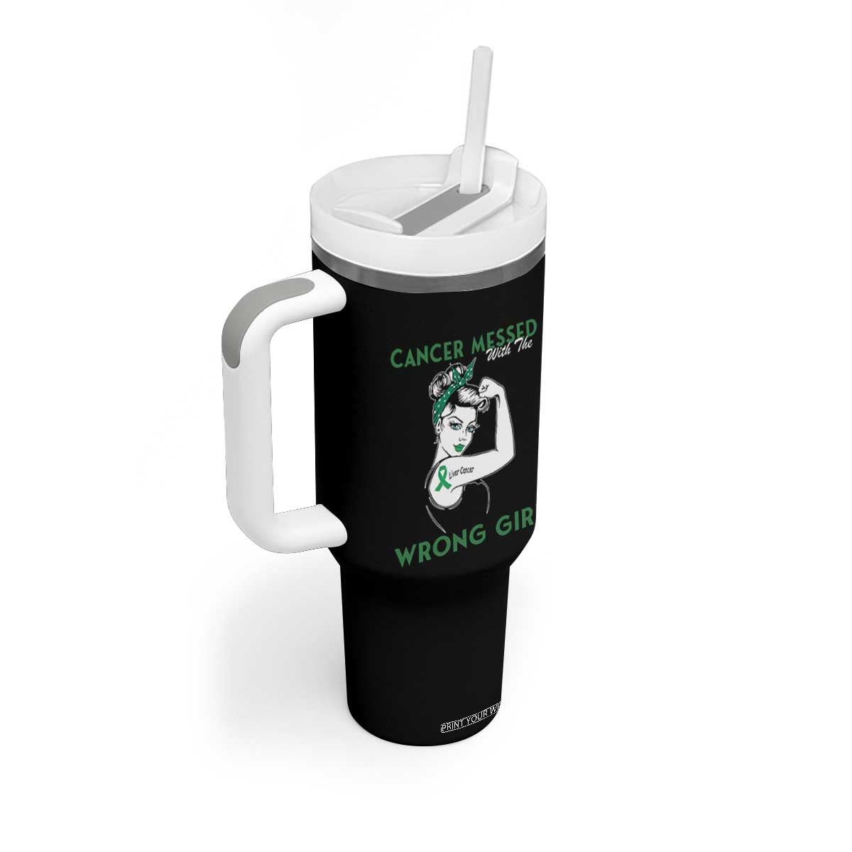 Liver Cancer Warrior Unbreakable Gift Tumbler With Handle Cancer Messed With The Wrong Girl