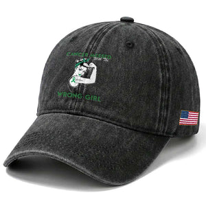 Liver Cancer Warrior Unbreakable Gift Washed Cotton Baseball Cap Cancer Messed With The Wrong Girl
