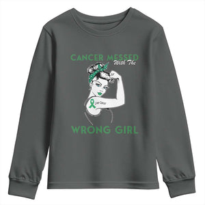 Liver Cancer Warrior Unbreakable Gift Youth Sweatshirt Cancer Messed With The Wrong Girl