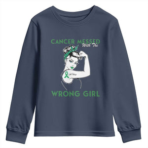 Liver Cancer Warrior Unbreakable Gift Youth Sweatshirt Cancer Messed With The Wrong Girl