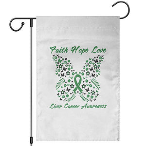 Faith Hope Love Liver Cancer Awareness Garden Flag Butterfly Ribbon Floral Gift