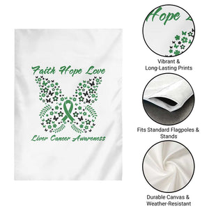 Faith Hope Love Liver Cancer Awareness Garden Flag Butterfly Ribbon Floral Gift