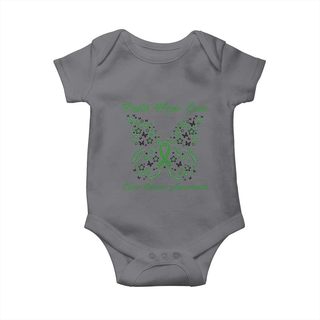 Faith Hope Love Liver Cancer Awareness Baby Onesie Butterfly Ribbon Floral Gift