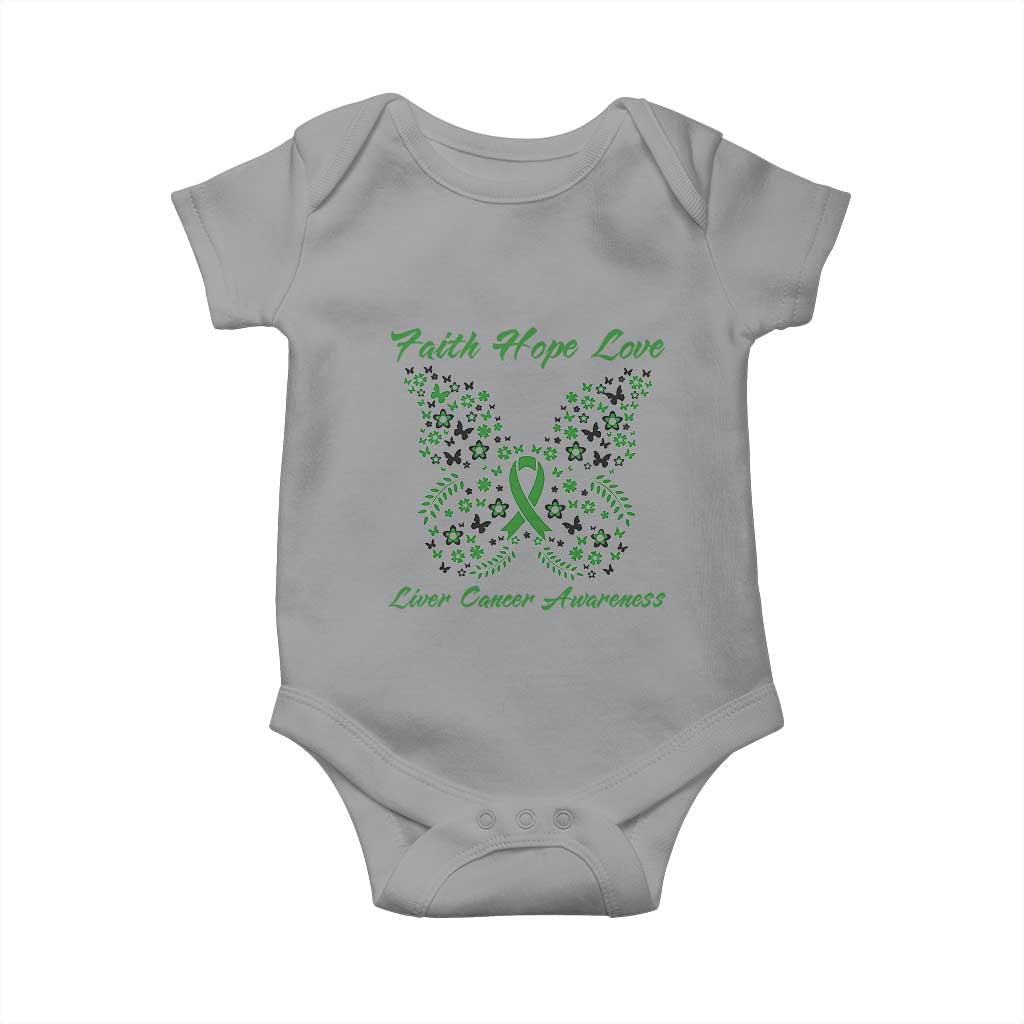 Faith Hope Love Liver Cancer Awareness Baby Onesie Butterfly Ribbon Floral Gift