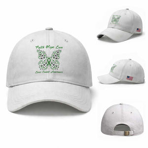 Faith Hope Love Liver Cancer Awareness Baseball Cap Butterfly Ribbon Floral Gift
