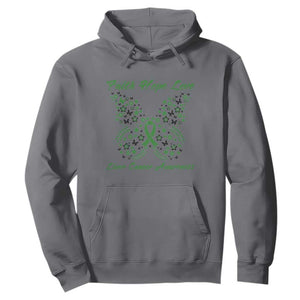 Faith Hope Love Liver Cancer Awareness Hoodie Butterfly Ribbon Floral Gift