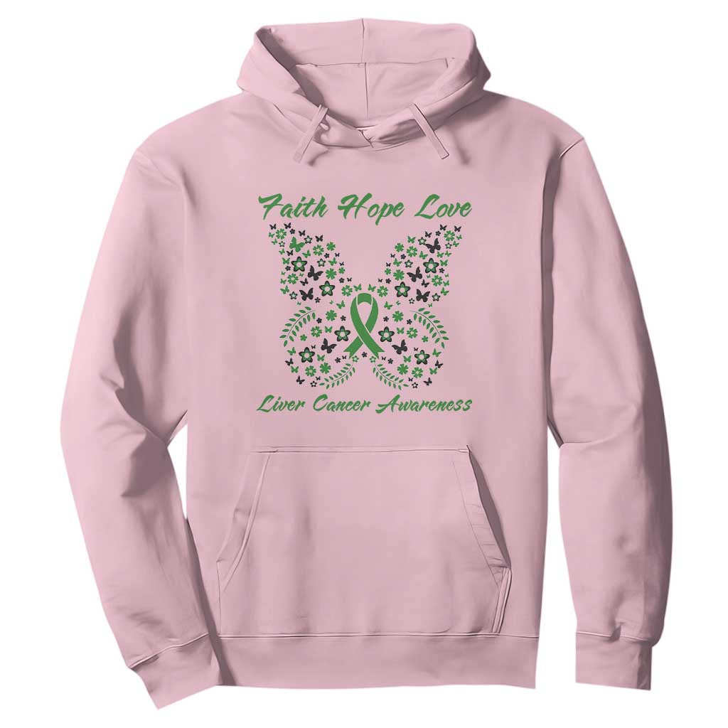 Faith Hope Love Liver Cancer Awareness Hoodie Butterfly Ribbon Floral Gift