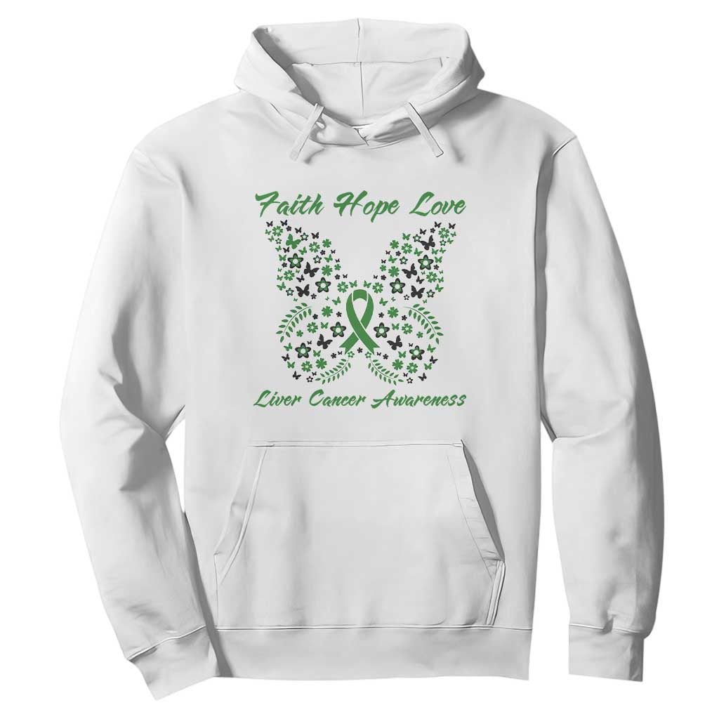 Faith Hope Love Liver Cancer Awareness Hoodie Butterfly Ribbon Floral Gift