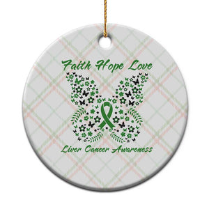 Faith Hope Love Liver Cancer Awareness Ceramic Ornament Butterfly Ribbon Floral Gift