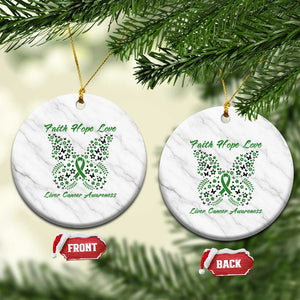 Faith Hope Love Liver Cancer Awareness Ceramic Ornament Butterfly Ribbon Floral Gift