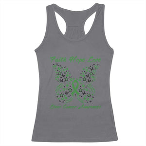 Faith Hope Love Liver Cancer Awareness Racerback Tank Top Butterfly Ribbon Floral Gift