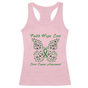Faith Hope Love Liver Cancer Awareness Racerback Tank Top Butterfly Ribbon Floral Gift