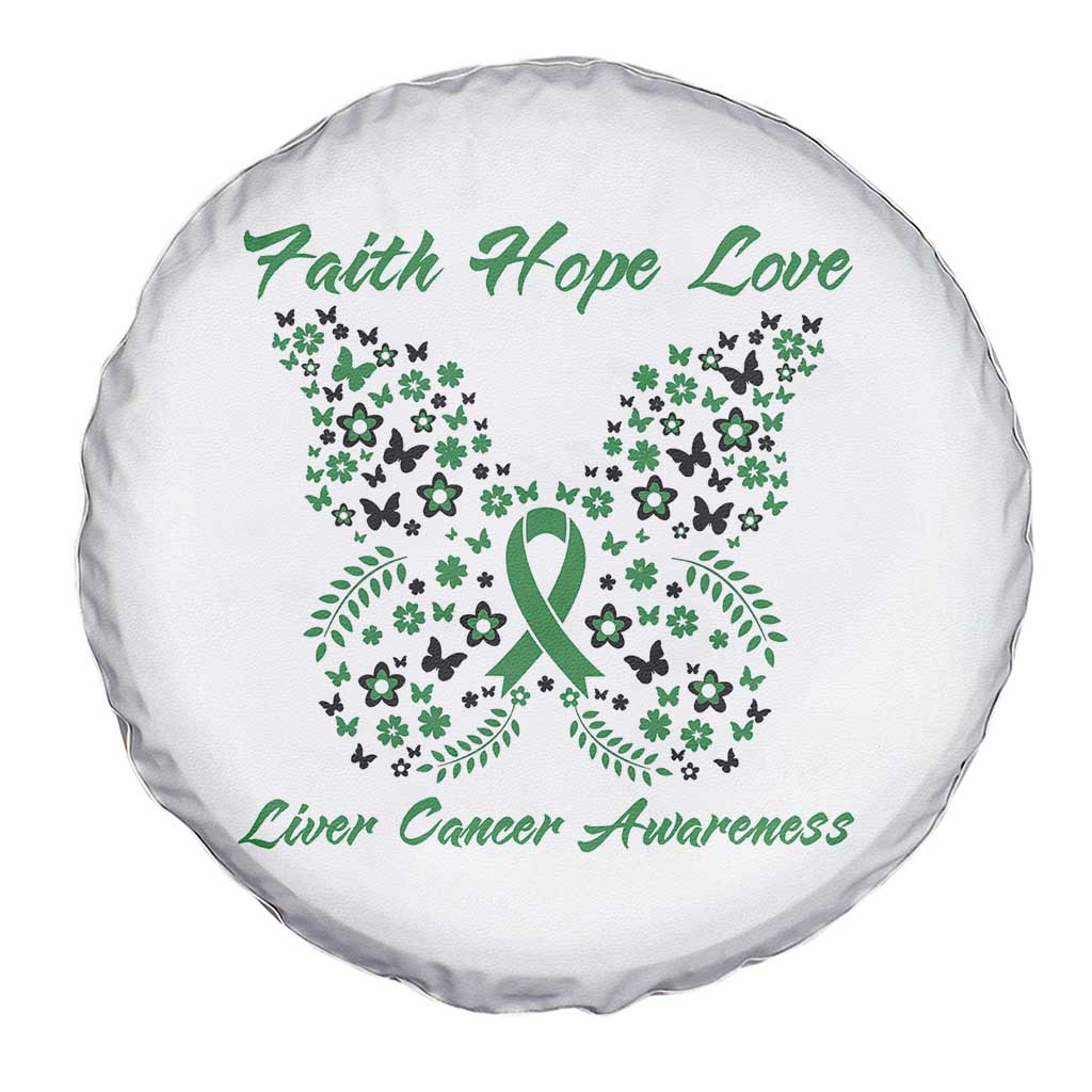 Faith Hope Love Liver Cancer Awareness Spare Tire Cover Butterfly Ribbon Floral Gift