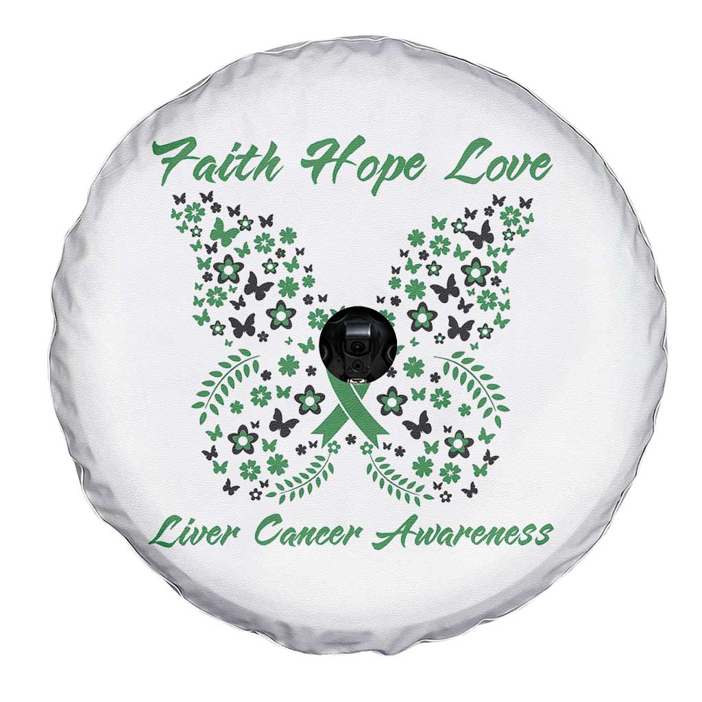 Faith Hope Love Liver Cancer Awareness Spare Tire Cover Butterfly Ribbon Floral Gift