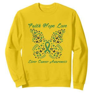 Faith Hope Love Liver Cancer Awareness Sweatshirt Butterfly Ribbon Floral Gift