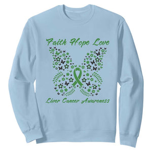 Faith Hope Love Liver Cancer Awareness Sweatshirt Butterfly Ribbon Floral Gift