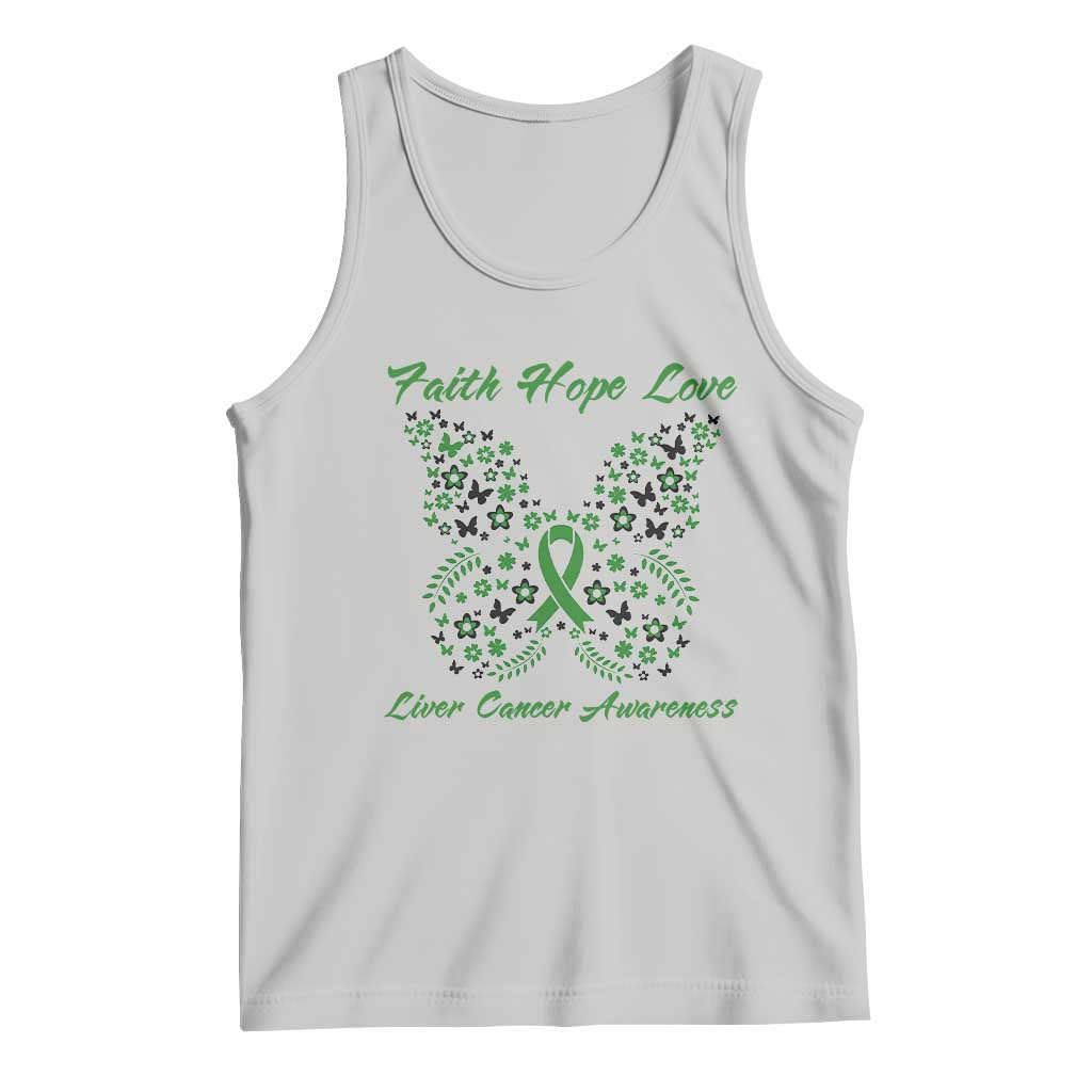 Faith Hope Love Liver Cancer Awareness Tank Top Butterfly Ribbon Floral Gift