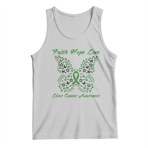Faith Hope Love Liver Cancer Awareness Tank Top Butterfly Ribbon Floral Gift