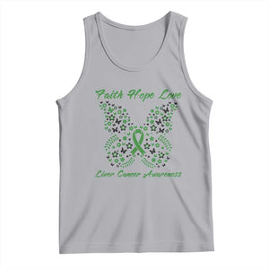 Faith Hope Love Liver Cancer Awareness Tank Top Butterfly Ribbon Floral Gift